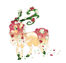 Size: 2900x2780 | Tagged: safe, artist:gigason, imported from derpibooru, oc, oc only, oc:poinsettia, hybrid, female, obtrusive watermark, offspring, parent:fluttershy, parent:the great seedling, simple background, solo, transparent background, watermark