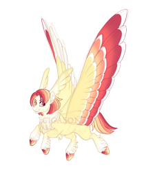 Size: 3900x4100 | Tagged: safe, artist:gigason, imported from derpibooru, oc, oc only, oc:hermes, hybrid, pegasus, pony, colored wings, high res, male, multicolored wings, obtrusive watermark, offspring, parent:rainbow dash, parent:the great seedling, simple background, solo, transparent background, watermark, wing ears, wings