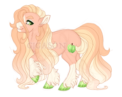 Size: 2900x2300 | Tagged: safe, artist:gigason, imported from derpibooru, oc, oc only, oc:peridot apple, earth pony, pony, magical lesbian spawn, obtrusive watermark, offspring, parent:amber laurel, parent:applejack, simple background, solo, transparent background, watermark