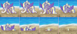 Size: 1717x755 | Tagged: safe, imported from twibooru, hoof shoes, image, imminent death, my little pony, png, princess, quicksand, sinking, sinking hoof shoes