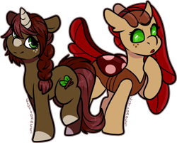 Size: 1889x1515 | Tagged: safe, artist:sexygoatgod, imported from derpibooru, oc, oc only, oc:cinnamon sugar, changedling, changeling, pony, adoptable, changeling oc, disguise, disguised changeling, duality, self paradox, simple background, transparent background