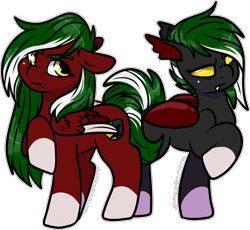 Size: 1663x1530 | Tagged: safe, artist:sexygoatgod, imported from derpibooru, oc, oc only, oc:poison poinsettia, changeling, pony, adoptable, changeling oc, disguise, duality, self paradox, simple background, transparent background