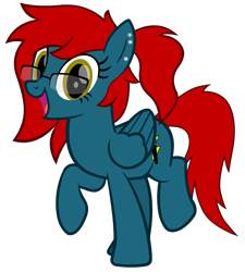 Size: 875x973 | Tagged: safe, artist:thunder-blur, imported from derpibooru, oc, oc only, oc:thunder blur, pegasus, pony, derpibooru community collaboration, 2023 community collab, ear piercing, earring, glasses, jewelry, pegasus oc, piercing, ponytail, simple background, solo, transparent background