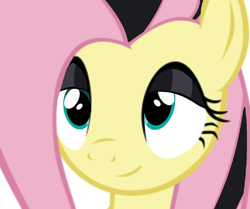 Size: 1198x1000 | Tagged: safe, imported from derpibooru, fluttershy, pegasus, pony, bust, emoshy, simple background, smiling, solo, white background