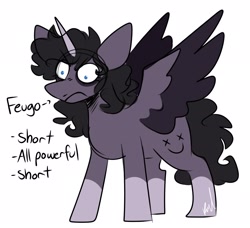 Size: 2048x1868 | Tagged: safe, artist:crookedbeetles, imported from derpibooru, oc, oc only, oc:feugo, alicorn, pony, angry, coat markings, colored wings, colored wingtips, simple background, socks (coat markings), solo, spread wings, white background, wide eyes, wings