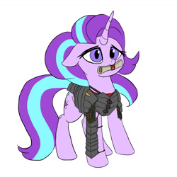 Size: 1300x1300 | Tagged: safe, artist:slamjam, imported from derpibooru, starlight glimmer, pony, unicorn, armor, clothes, female, letter, mare, mouth hold, scroll, simple background, solo, white background