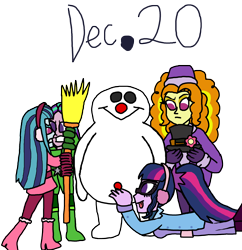 Size: 3000x3096 | Tagged: safe, artist:bigpurplemuppet99, imported from derpibooru, adagio dazzle, aria blaze, sci-twi, sonata dusk, twilight sparkle, human, equestria girls, frosty the snowman, simple background, snowman, the dazzlings, transparent background