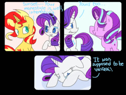 Size: 1024x768 | Tagged: safe, artist:andromedasparkz, imported from derpibooru, rarity, starlight glimmer, sunset shimmer, pony, unicorn, comic, female, mare