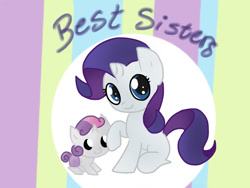 Size: 1024x768 | Tagged: safe, artist:andromedasparkz, imported from derpibooru, rarity, sweetie belle, pony, unicorn, female, filly, foal, mare, siblings, sisters