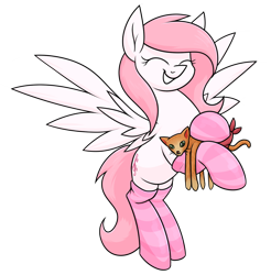 Size: 1232x1254 | Tagged: safe, artist:moonatik, imported from derpibooru, oc, oc only, oc:sugar morning, cat, pegasus, pony, :3, clothes, cute, eyes closed, female, flying, mare, pegasus oc, secret santa, simple background, smiling, socks, solo, striped socks, transparent background, wings
