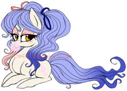 Size: 1450x1046 | Tagged: safe, artist:conflei, imported from derpibooru, oc, earth pony, pony, bedroom eyes, bubblegum, earth pony oc, eyelashes, female, food, gum, mare, simple background, solo, transparent background