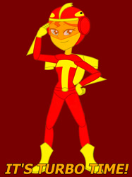 Size: 1280x1707 | Tagged: safe, artist:goonthetoonkid, imported from derpibooru, sunset shimmer, equestria girls, crossover, jingle all the way, salute, superhero, turbo man