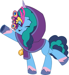 Size: 2441x2648 | Tagged: safe, artist:frownfactory, imported from derpibooru, pony, unicorn, spoiler:g5, spoiler:my little pony: tell your tale, spoiler:tyts01e30, amulet, clothes, costume, dancing, eyes closed, female, g5, horn, jewelry, mare, mask, misty, my little pony: tell your tale, nightmare night, nightmare night costume, nightmare night party, simple background, solo, transparent background, vector