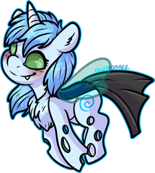 Size: 1130x1254 | Tagged: safe, artist:sexygoatgod, imported from derpibooru, oc, oc only, oc:icefumy, changeling, changeling queen, pony, blushing, changeling queen oc, chibi, female, hopping, ice changeling, simple background, smiling, solo, transparent background