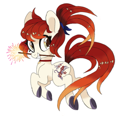 Size: 595x590 | Tagged: safe, artist:rougeasassin, imported from derpibooru, earth pony, pony, female, mouth hold, ponified, simple background, solo, sparkler (firework), white background