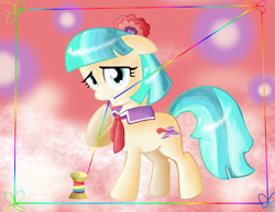 Size: 1410x1086 | Tagged: safe, artist:andromedasparkz, imported from derpibooru, coco pommel, earth pony, female, mare, rainbow thread, solo, thread