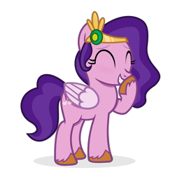 Size: 1920x1920 | Tagged: safe, artist:grapefruit-face, derpibooru exclusive, imported from derpibooru, pipp petals, pegasus, pony, ^^, adorapipp, base used, blushing, colored wings, cute, eyebrows, eyes closed, female, folded wings, g4, g5, g5 to g4, generation leap, giggling, grin, hoof over mouth, mare, simple background, smiling, solo, transparent background, wings