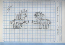 Size: 1168x809 | Tagged: safe, artist:alejandrogmj, imported from derpibooru, oc, unnamed oc, changeling, cow, them's fightin' herds, arizona (tfh), community related, sketch, traditional art