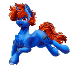 Size: 2000x1800 | Tagged: safe, artist:querisyart, imported from derpibooru, oc, oc only, oc:whirling flow, pony, unicorn, derpibooru community collaboration, 2023 community collab, chest fluff, horn, looking at you, male, prancing, signature, simple background, smiling, smiling at you, solo, stallion, transparent background, two toned mane, unicorn oc, unshorn fetlocks