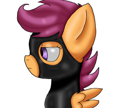 Size: 1708x1500 | Tagged: safe, artist:taeko, imported from derpibooru, scootaloo, pegasus, pony, fanfic:rainbow factory, absentia, catsuit, factory scootaloo, fanfic art, female, filly, foal, frown, shading practice, side view, simple background, solo, transparent background