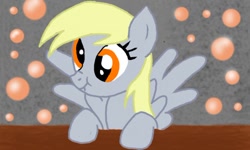 Size: 512x307 | Tagged: safe, artist:smylet, imported from derpibooru, derpy hooves, pegasus, pony, bubble, female, mare, scrunchy face, solo