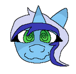 Size: 1046x1026 | Tagged: safe, artist:rxinbow, imported from derpibooru, minuette, pony, unicorn, head only, hypno eyes, hypnosis, hypnotized, pixel art, pixelated, simple background, solo, swirly eyes, white background