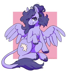 Size: 1295x1390 | Tagged: safe, artist:sleepy screen, imported from derpibooru, oc, oc only, oc:vylet, pegasus, pony, cute, cute little fangs, fangs, female, heart, heart eyes, leonine tail, mare, passepartout, pegasus oc, solo, tail, unshorn fetlocks, wingding eyes