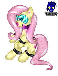 Size: 2806x3631 | Tagged: safe, artist:damlanil, imported from derpibooru, fluttershy, latex pony, original species, pegasus, pony, bdsm, bondage, bound wings, close-up, clothes, collar, cuffs, encasement, female, gas mask, heart, hypnogear, latex, living latex, mare, mask, mind control, restrained, rubber, rubber drone, rubber suit, shiny, shiny mane, show accurate, simple background, sitting, solo, story, story included, transformation, transparent background, vector, visor, wings