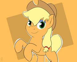 Size: 2500x2000 | Tagged: safe, artist:reinbou, imported from derpibooru, applejack, earth pony, pony, applejack's hat, cowboy hat, hat, looking at you, simple background, solo