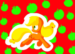 Size: 1500x1080 | Tagged: safe, artist:andromedasparkz, imported from derpibooru, applejack, earth pony, apple, female, food, lineless, looking back, mare, missing accessory, solo