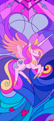 Size: 1080x2400 | Tagged: safe, artist:dddromm, imported from derpibooru, princess cadance, alicorn, pony, my little pony: the movie, canterlot, canterlot castle, female, mare, scene interpretation, solo, stained glass