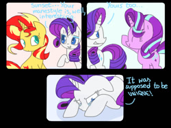 Size: 1024x768 | Tagged: safe, artist:andromedasparkz, imported from derpibooru, rarity, starlight glimmer, sunset shimmer, unicorn, comic, female, mare