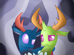 Size: 1024x768 | Tagged: safe, artist:andromedasparkz, imported from derpibooru, pharynx, thorax, changedling, changeling, brothers, changedling brothers, king thorax, male, prince pharynx, siblings