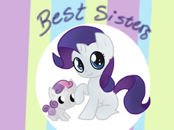 Size: 1024x768 | Tagged: safe, artist:andromedasparkz, imported from derpibooru, rarity, sweetie belle, unicorn, female, filly, foal, mare, siblings, sisters