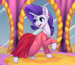 Size: 920x797 | Tagged: safe, artist:hunnter, imported from ponybooru, rarity, pony, unicorn, carousel boutique, clothes, dress, female, mane, mirror, pregnant