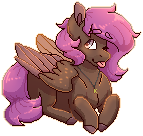 Size: 143x136 | Tagged: safe, artist:eggoatt, imported from twibooru, oc, oc only, unnamed oc, pegasus, pony, eye clipping through hair, female, image, jewelry, looking up, lying down, mare, necklace, one eye closed, pixel art, png, simple background, solo, tail, tongue out, transparent background, unshorn fetlocks, wink