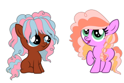 Size: 4554x3053 | Tagged: safe, artist:glamgoria-adopts, imported from derpibooru, oc, oc only, earth pony, pony, base used, blank flank, duo, female, filly, foal, offspring, parent:cheese sandwich, parent:pinkie pie, parents:cheesepie, siblings, simple background, sisters, smiling, transparent background