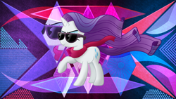 Size: 5120x2880 | Tagged: safe, artist:anime-equestria, artist:laszlvfx, edit, imported from derpibooru, rarity, pony, solo, sunglasses, wallpaper, wallpaper edit