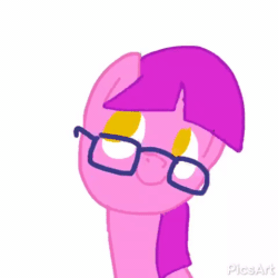 Size: 480x480 | Tagged: safe, artist:andromedasparkz, imported from derpibooru, oc, oc only, oc:amber brush, earth pony, pony, animated, cute, earth pony oc, female, gif, glasses, mare, ocbetes, simple background, solo, white background