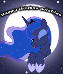 Size: 2312x2700 | Tagged: safe, artist:trash anon, imported from ponybooru, princess luna, alicorn, pony, female, moon, night, one eye closed, tongue out, wink