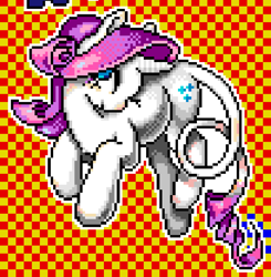 Size: 647x660 | Tagged: safe, artist:anonymous, imported from twibooru, rarity, pony, unicorn, curly mane, curly tail, female, image, long tail, mane, mare, pixel art, pixelplanet.fun, png, purple mane