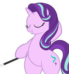 Size: 4600x4976 | Tagged: safe, alternate version, artist:mrvector, imported from derpibooru, starlight glimmer, pony, unicorn, absurd resolution, bipedal, cute, eyes closed, female, glimmerbetes, hind legs, lidded eyes, mare, simple background, smiling, solo, standing on two hooves, transparent background, wand, wide hips