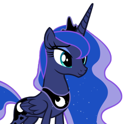 Size: 9769x9680 | Tagged: safe, artist:andoanimalia, imported from derpibooru, princess luna, alicorn, pony, the beginning of the end, blue mane, blue skin, cyan eyes, female, looking right, png, simple background, smiling, solo, transparent background, vector