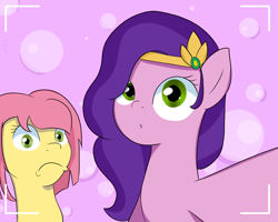 Size: 2500x2000 | Tagged: safe, artist:reinbou, imported from derpibooru, pipp petals, earth pony, pegasus, pony, spoiler:g5, spoiler:my little pony: tell your tale, spoiler:tyts01e41, a day in the life, alternate hairstyle, duo, faic, female, g5, high res, mare, my little pony: tell your tale, posey bloom, selfie, simple background