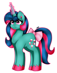 Size: 1280x1631 | Tagged: safe, artist:dazzlingmimi, imported from derpibooru, fizzy, pony, unicorn, bow, cute, fizzybetes, g1, simple background, solo, tail, tail bow, transparent background