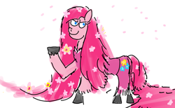 Size: 5200x3200 | Tagged: safe, artist:horsesplease, imported from derpibooru, pinkie pie, dryad, fairy, plant pony, tree pony, cherry blossoms, doodle, female, flower, flower blossom, flower in hair, long hair, pink hair, pinkamena diane pie, poison ivy, sakura pie, smiling, smirk, tree