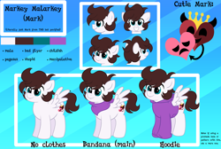 Size: 3000x2013 | Tagged: safe, artist:saveraedae, imported from derpibooru, oc, oc only, oc:markey malarkey, pegasus, pony, bandana, clothes, colt, foal, hoodie, male, pegasus oc, reference sheet, show accurate, solo, teenager, the mark side