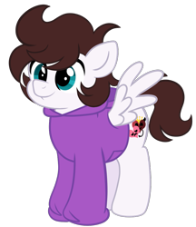 Size: 875x1013 | Tagged: safe, artist:saveraedae, imported from derpibooru, oc, oc only, oc:markey malarkey, pegasus, pony, chubby, clothes, colt, foal, hoodie, male, ponified, show accurate, simple background, solo, teenager, the mark side, transparent background