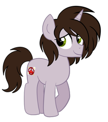 Size: 900x1013 | Tagged: safe, artist:saveraedae, imported from derpibooru, oc, oc only, oc:jonatrot hoofington, pony, unicorn, brown mane, brown tail, colt, foal, full body, hooves, horn, looking offscreen, male, ponified, show accurate, simple background, smiling, solo, standing, tail, teenager, the mark side, transparent background, unicorn oc