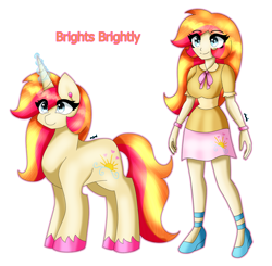 Size: 3516x3445 | Tagged: safe, artist:dazzlingmimi, imported from derpibooru, brights brightly, human, pony, unicorn, equestria girls, duo, equestria girls-ified, female, g3, human ponidox, self paradox, self ponidox, simple background, transparent background